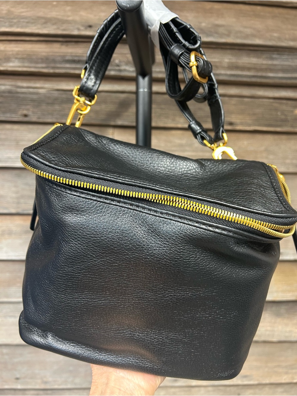 Hobo brand Black Leather Shoulder Bag with Gold Hardware